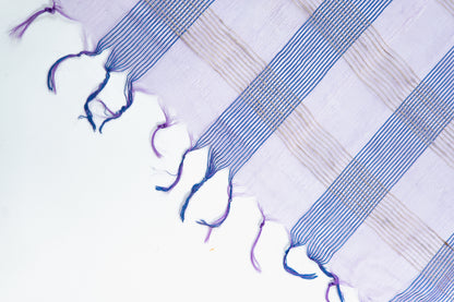 Indigo Navy Ghicha Tussar Saree with Gold Check Weave