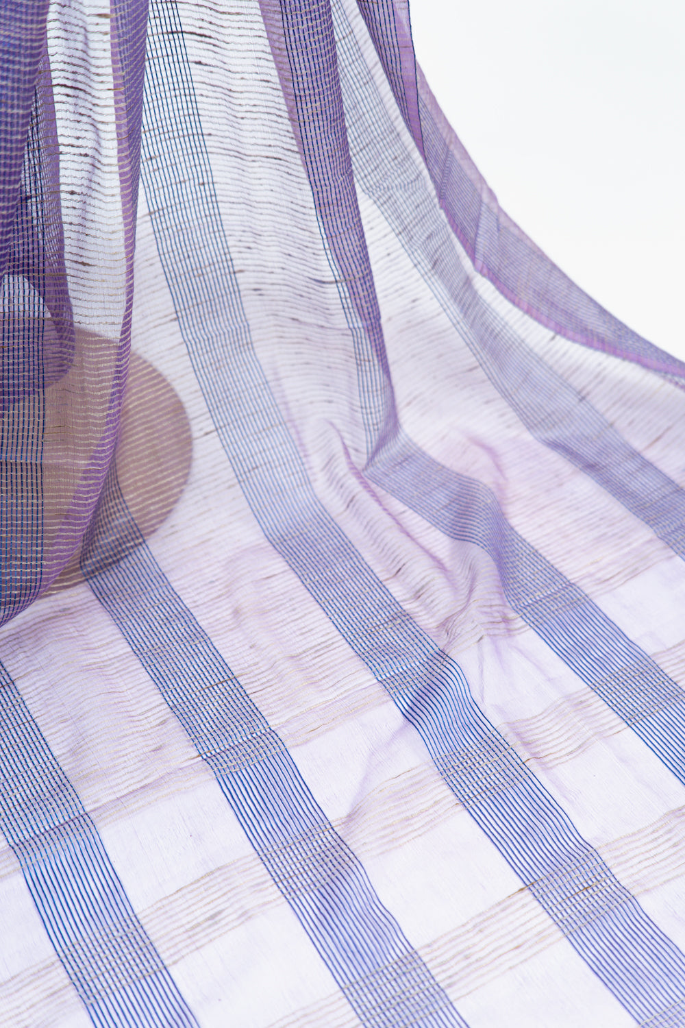 Indigo Navy Ghicha Tussar Saree with Gold Check Weave