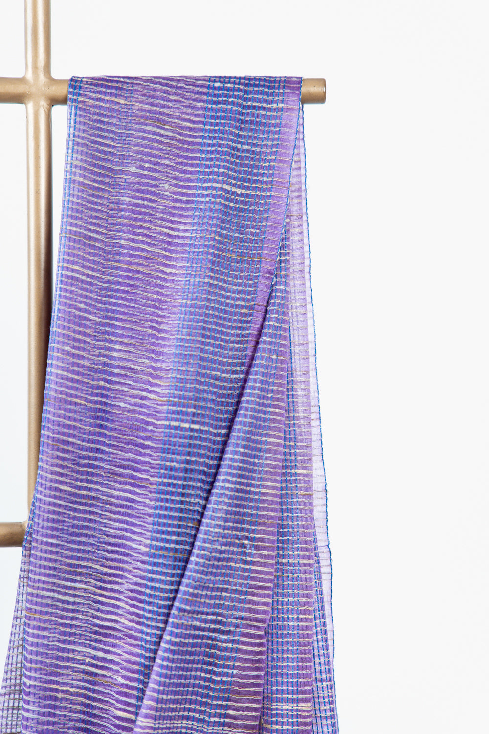 Indigo Navy Ghicha Tussar Saree with Gold Check Weave