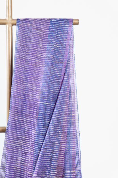 Indigo Navy Ghicha Tussar Saree with Gold Check Weave