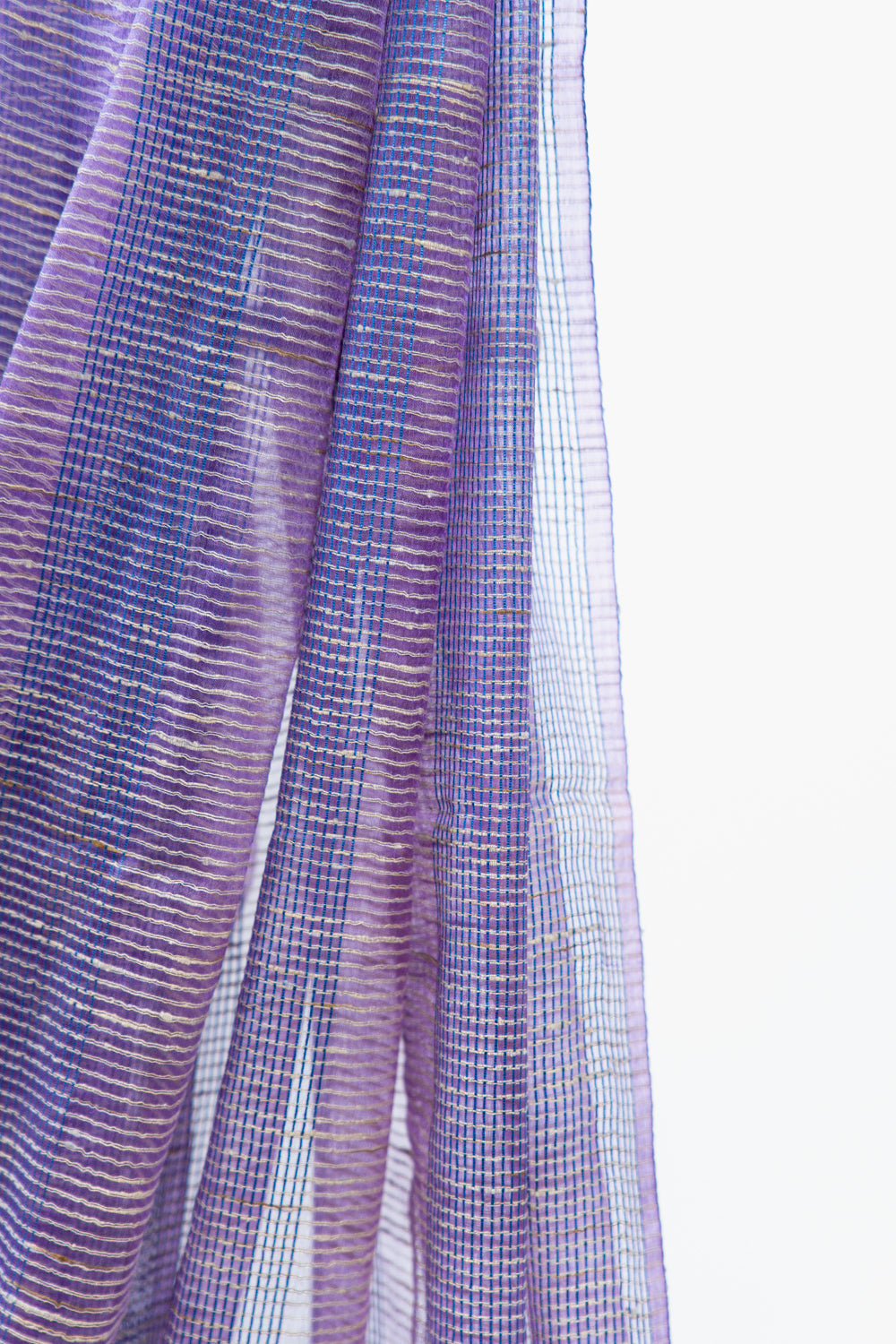 Indigo Navy Ghicha Tussar Saree with Gold Check Weave