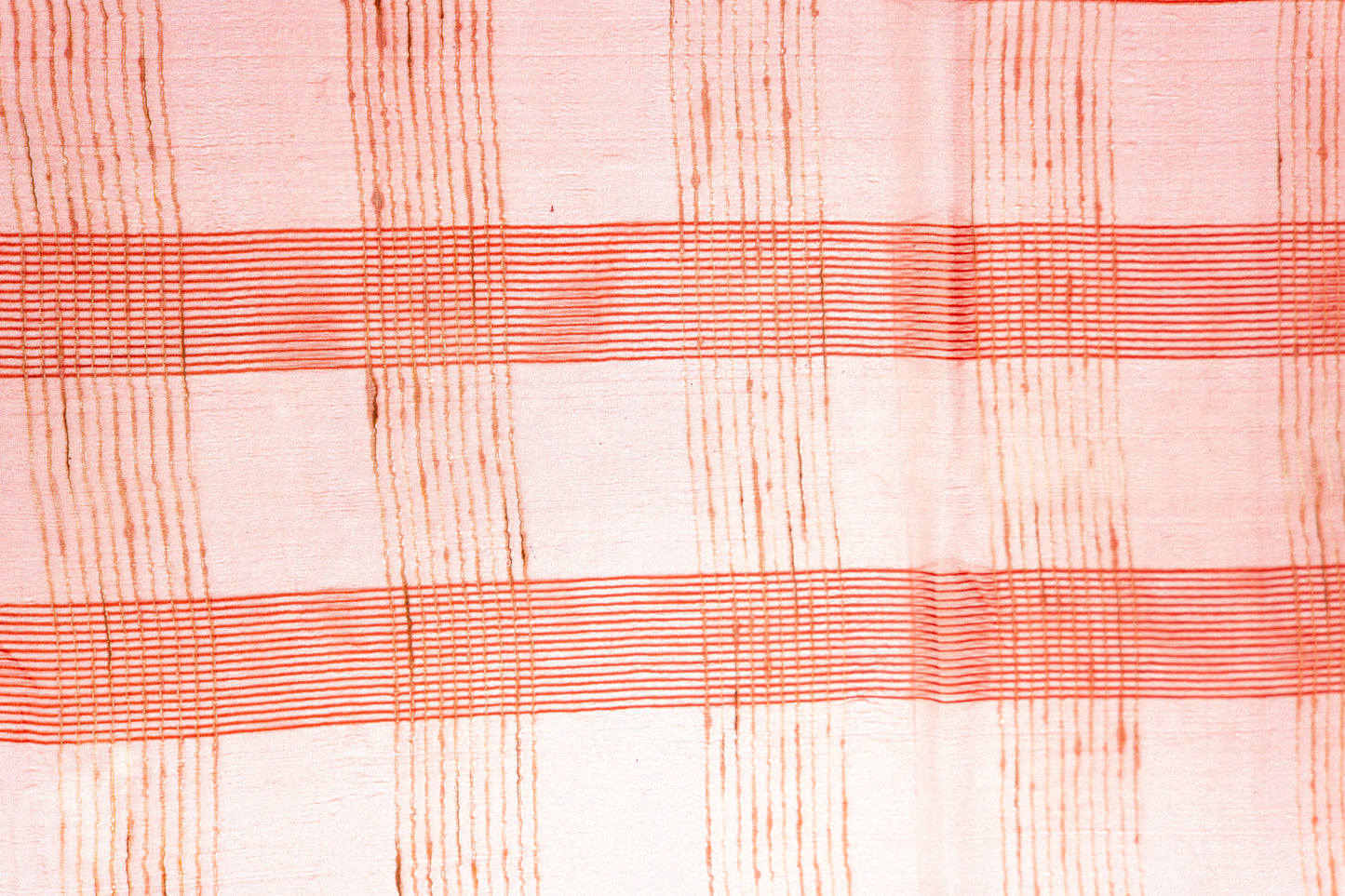 Rust Copper Ghicha Tussar Saree with Subtle Gold Grid