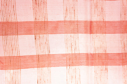 Rust Copper Ghicha Tussar Saree with Subtle Gold Grid