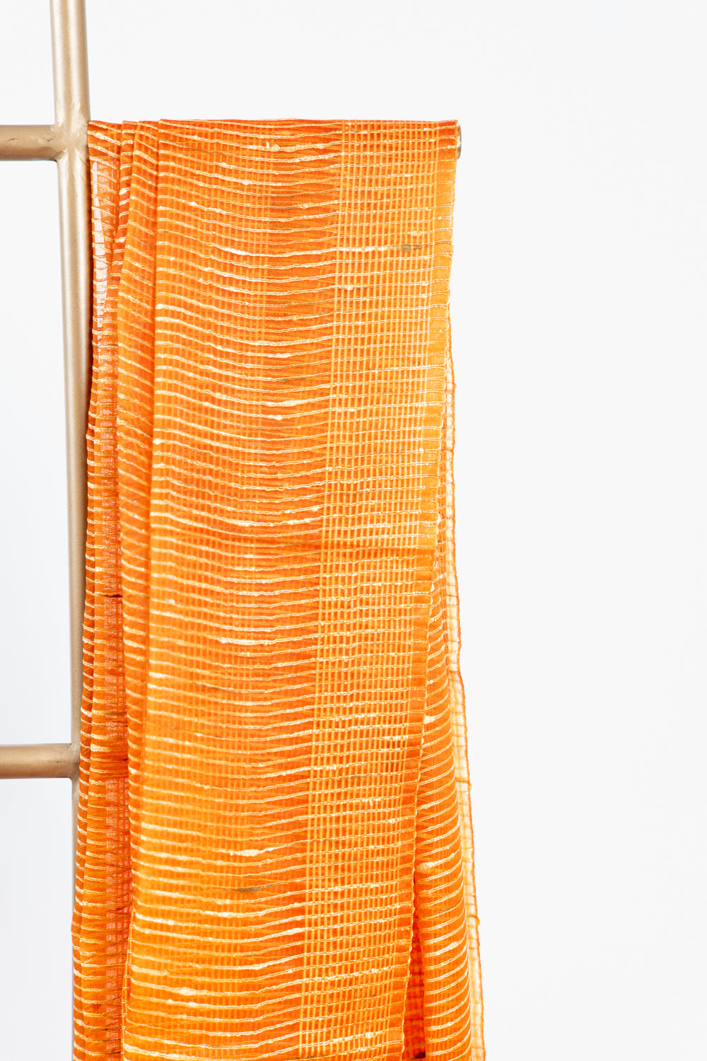 Marigold Ghicha Tussar Saree with Golden Pinstripes