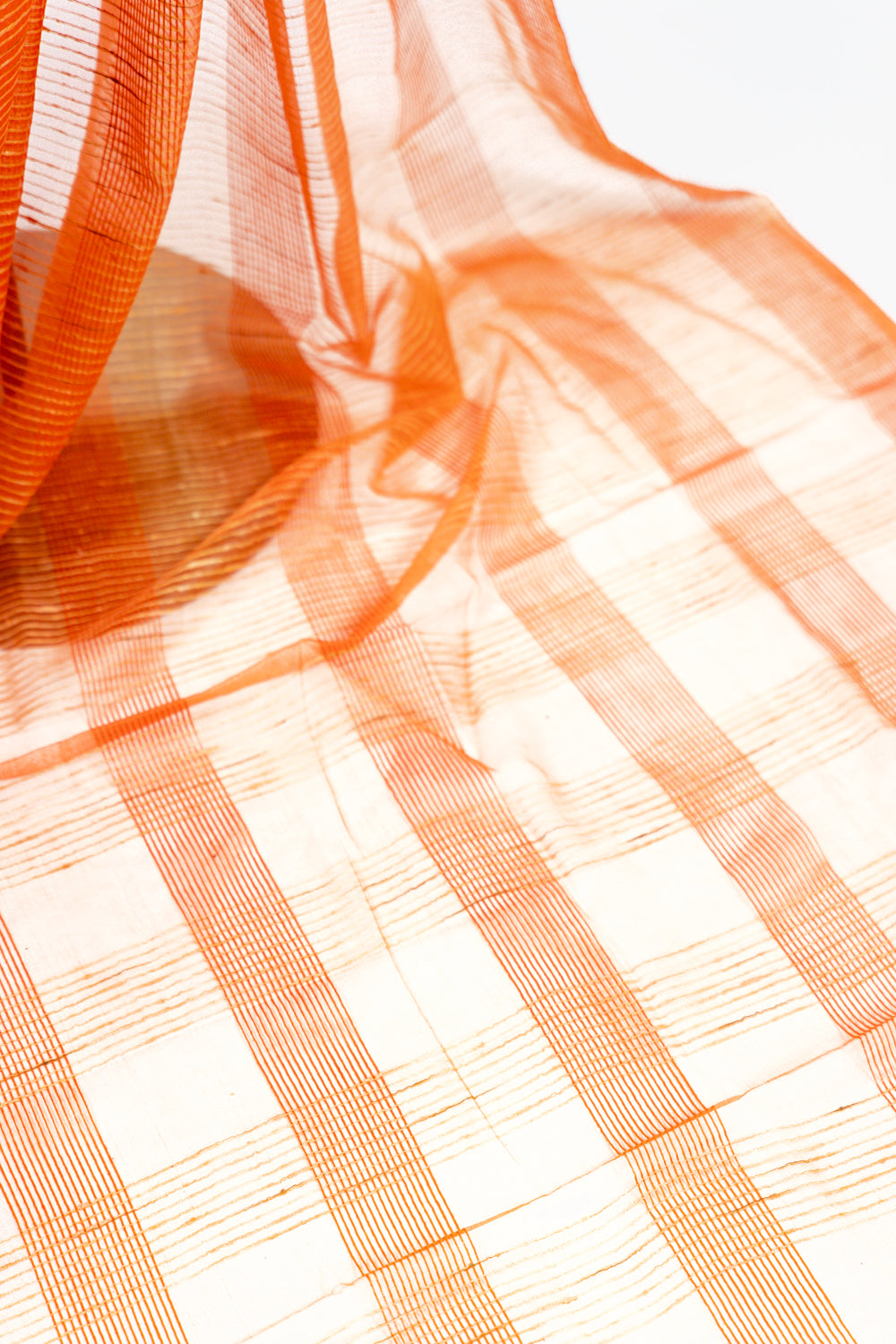 Marigold Ghicha Tussar Saree with Golden Pinstripes