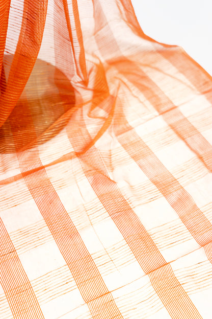 Marigold Ghicha Tussar Saree with Golden Pinstripes