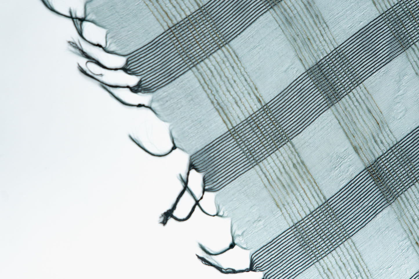 Dark Olive Ghicha Tussar Saree with Geometric Grid