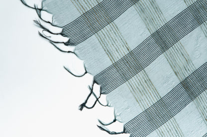 Dark Olive Ghicha Tussar Saree with Geometric Grid