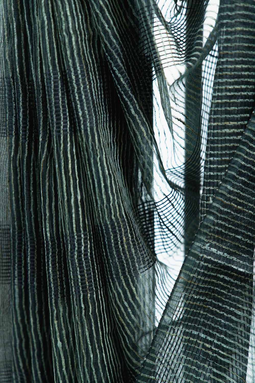 Dark Olive Ghicha Tussar Saree with Geometric Grid