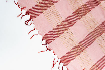 Fiery Scarlet Ghicha Tussar Saree with Gold Pinstripes