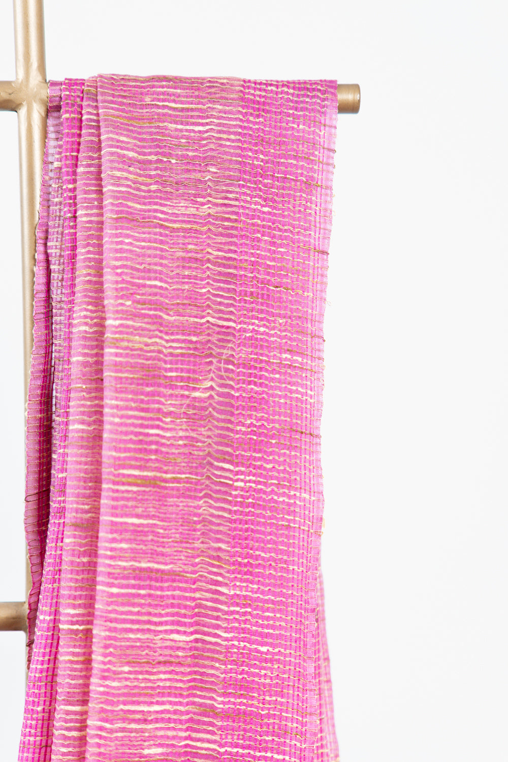 Bright Magenta Ghicha Tussar Saree with Colour Panels