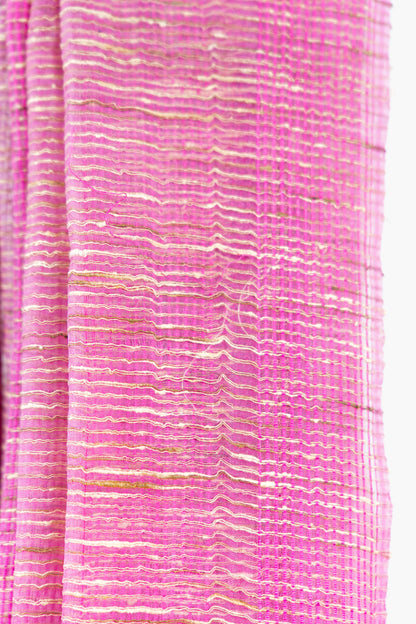Bright Magenta Ghicha Tussar Saree with Colour Panels