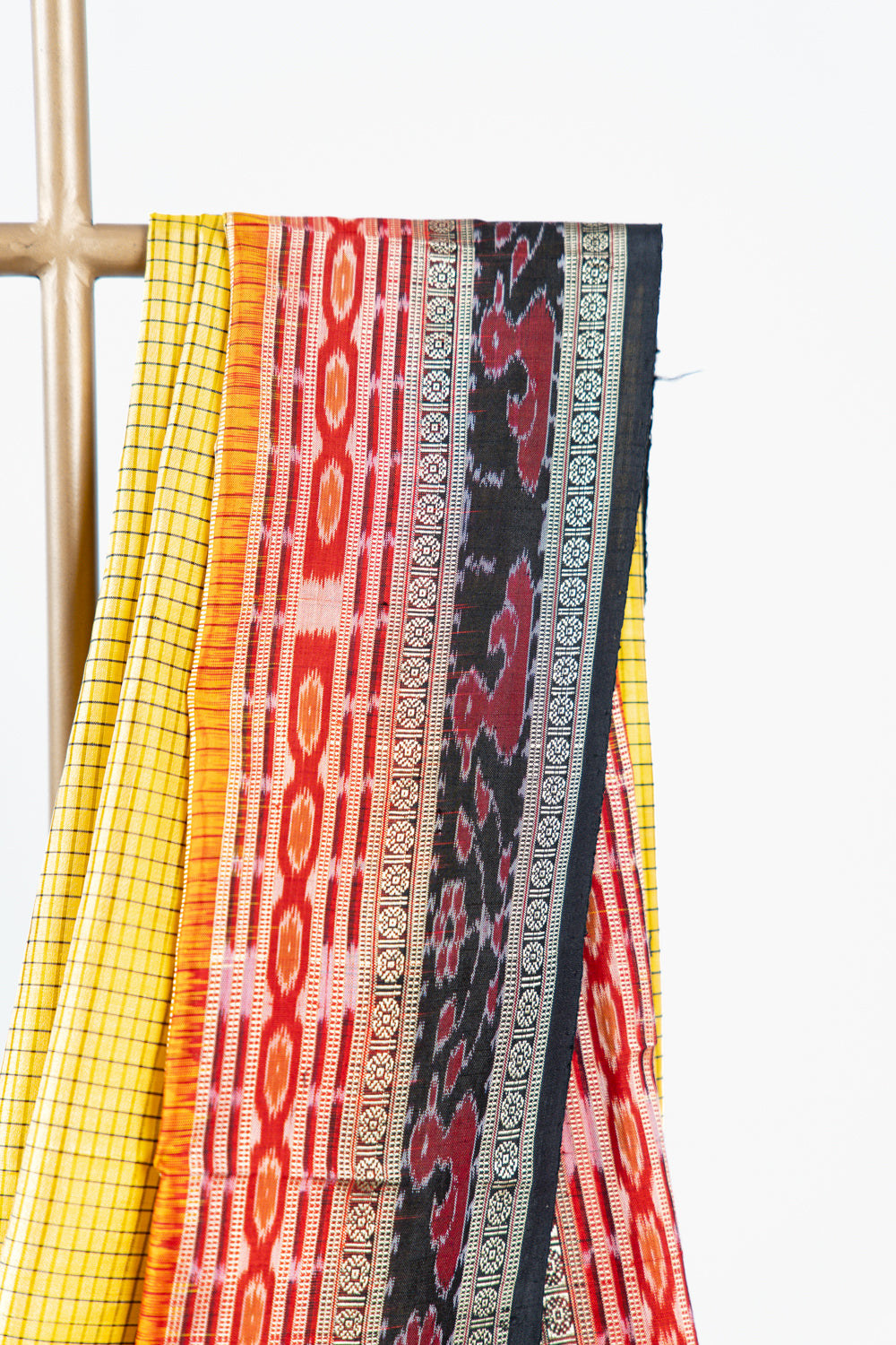 Turmeric Yellow Khandua Silk Saree with Hansa & Fish Ikat Border