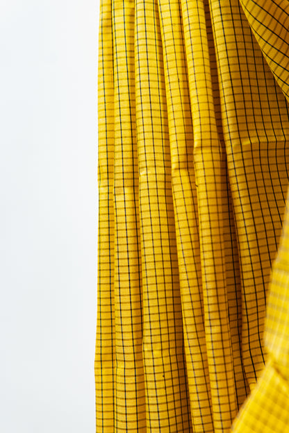 Turmeric Yellow Khandua Silk Saree with Hansa & Fish Ikat Border