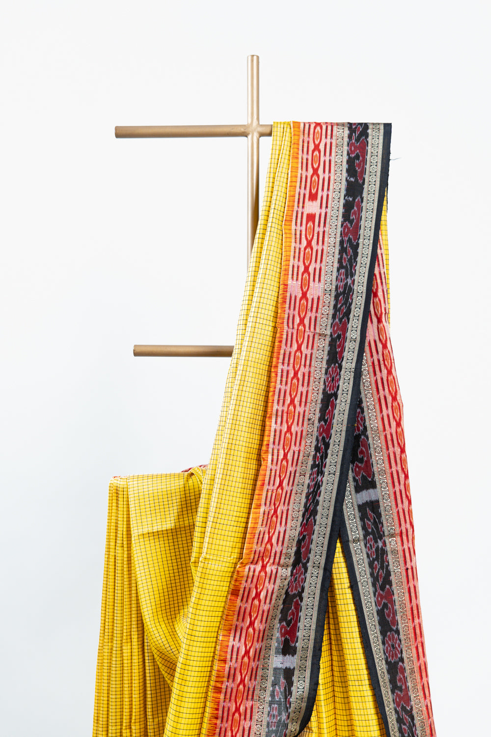 Turmeric Yellow Khandua Silk Saree with Hansa & Fish Ikat Border