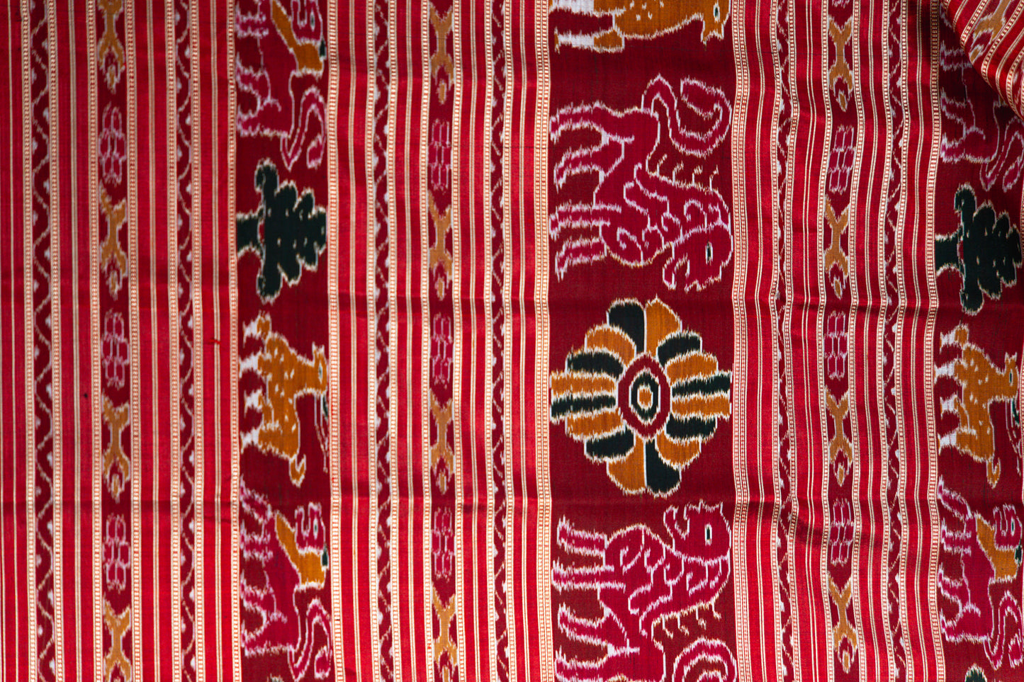 Slate Blue Khandua Silk Saree with Tree of Life & Kalasa Motifs