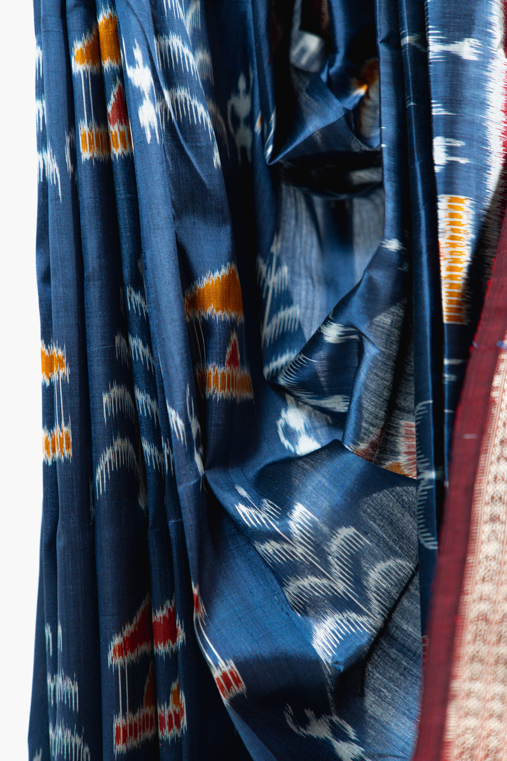 Slate Blue Khandua Silk Saree with Tree of Life & Kalasa Motifs