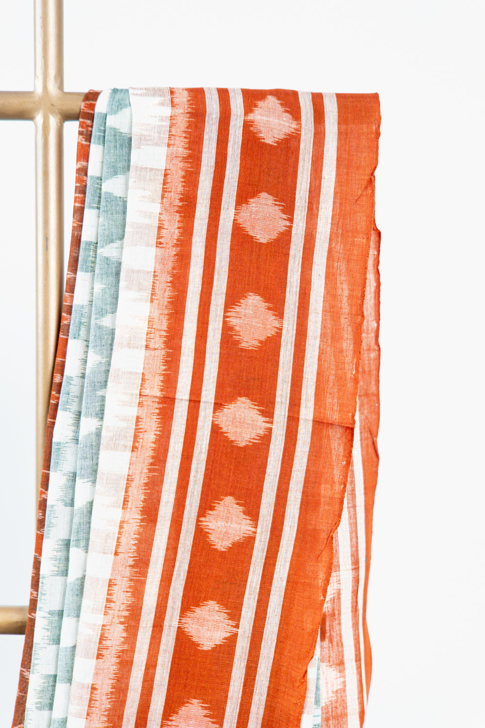 Grey Sambalpuri Cotton Saree with Rust Red Border | Atulya Karigari
