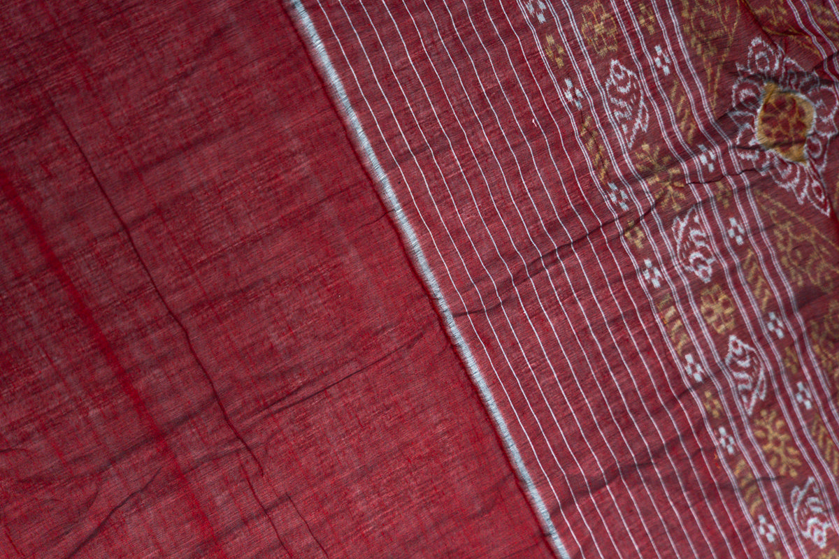 Black & Off-White Sambalpuri Cotton Saree with Kumbha Motifs