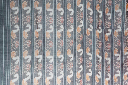 Coral Pink Sambalpuri Cotton Saree with Pine & Floral Ikat
