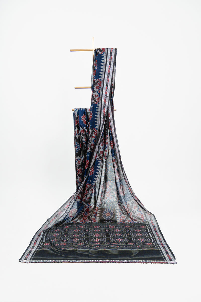 Royal Blue Sambalpuri Cotton Saree with Padma Ikat Medallion