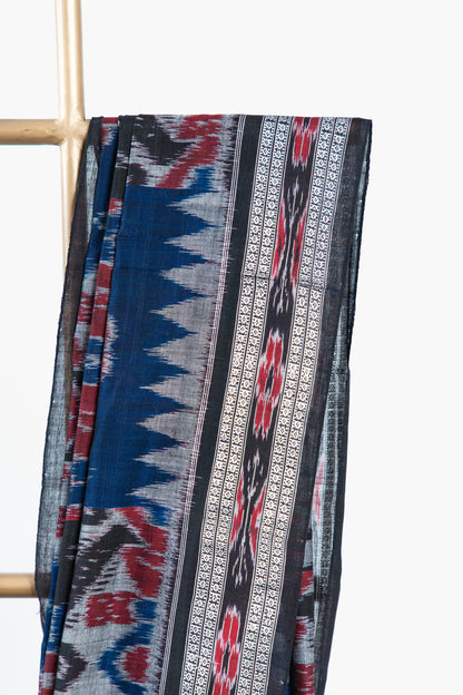 Royal Blue Sambalpuri Cotton Saree with Padma Ikat Medallion