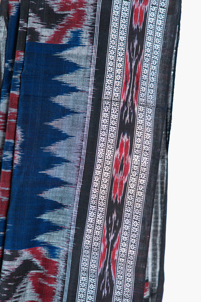 Royal Blue Sambalpuri Cotton Saree with Padma Ikat Medallion