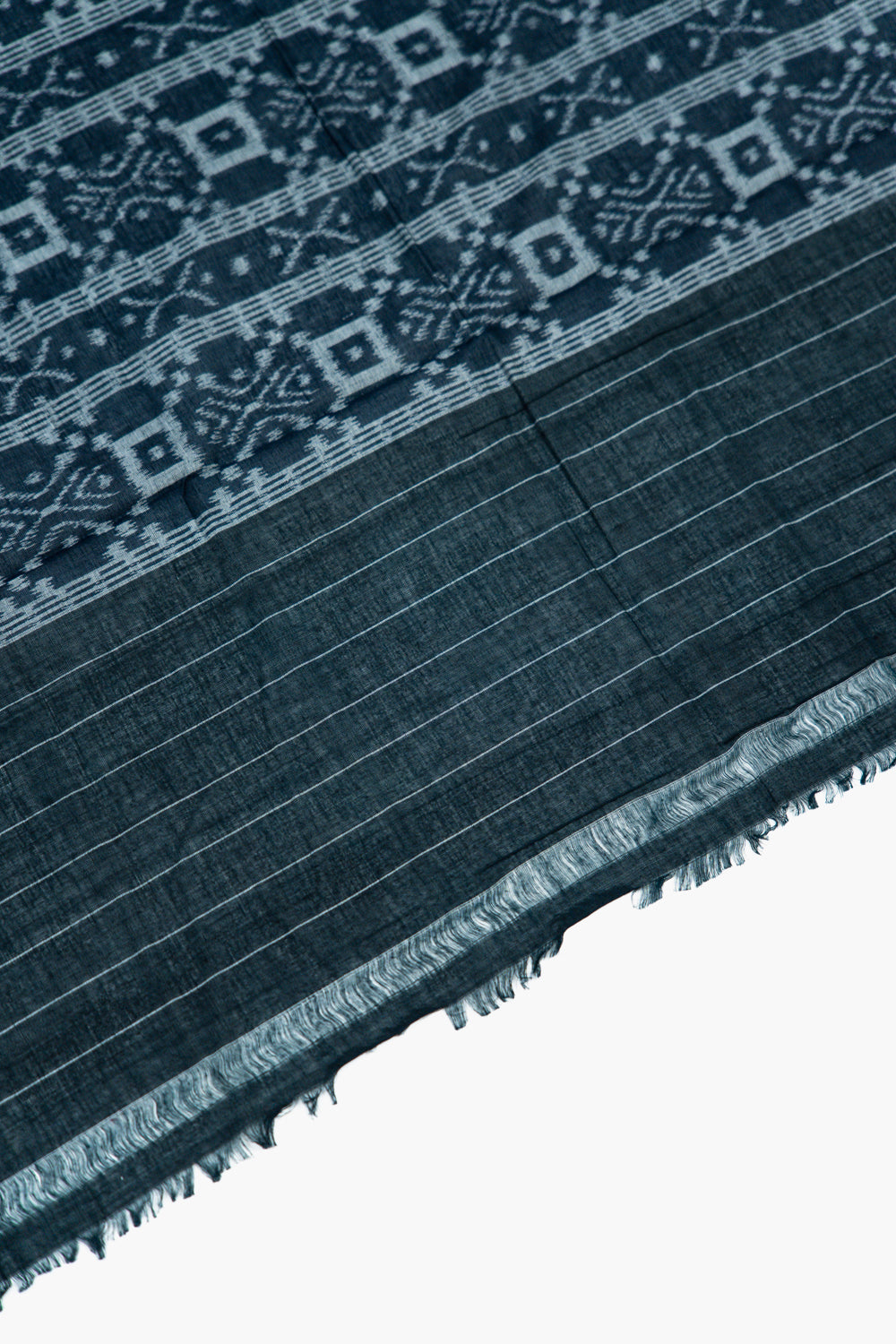 Deep Teal Sambalpuri Cotton Saree with Animal Ikat Motifs