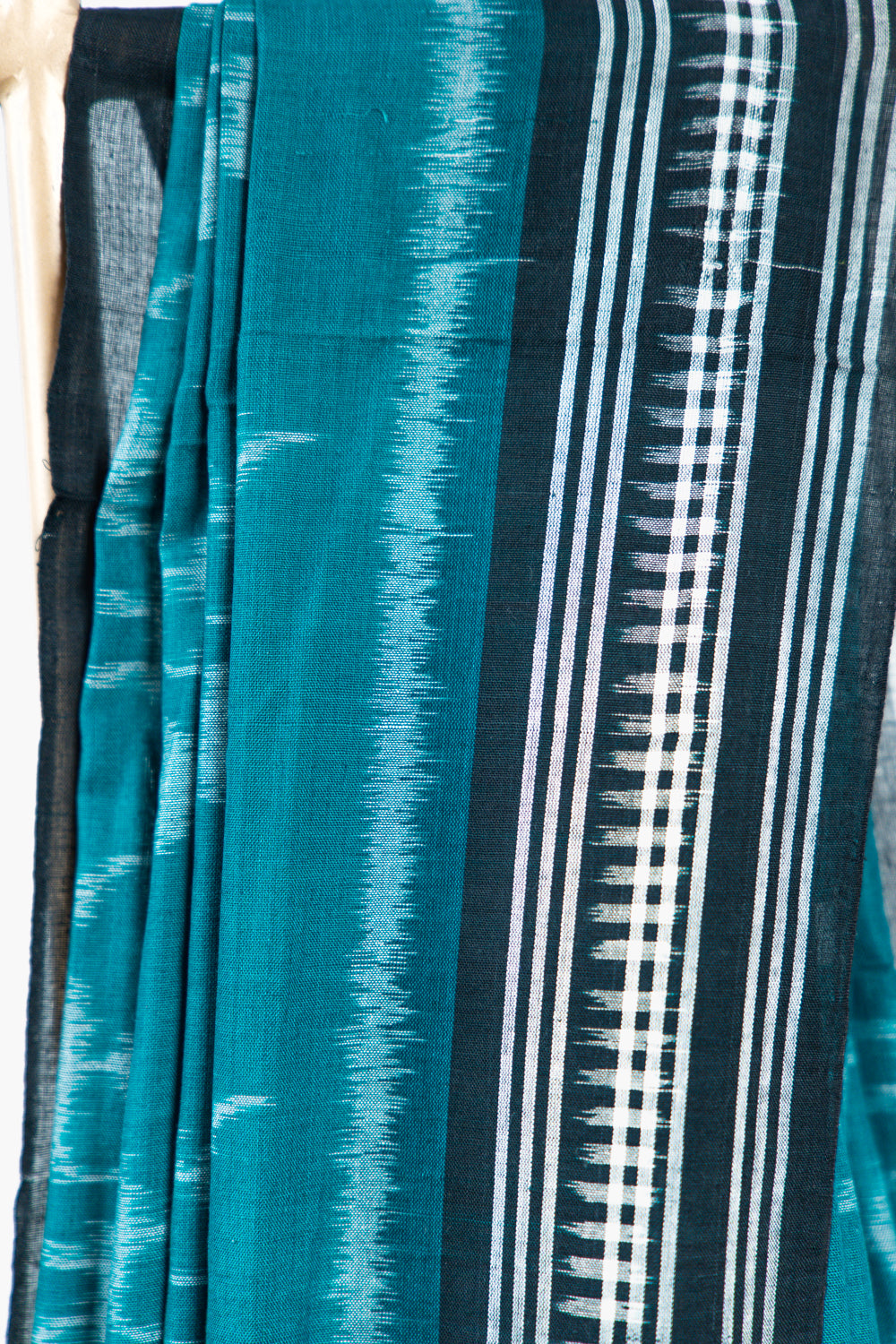 Deep Teal Sambalpuri Cotton Saree with Animal Ikat Motifs