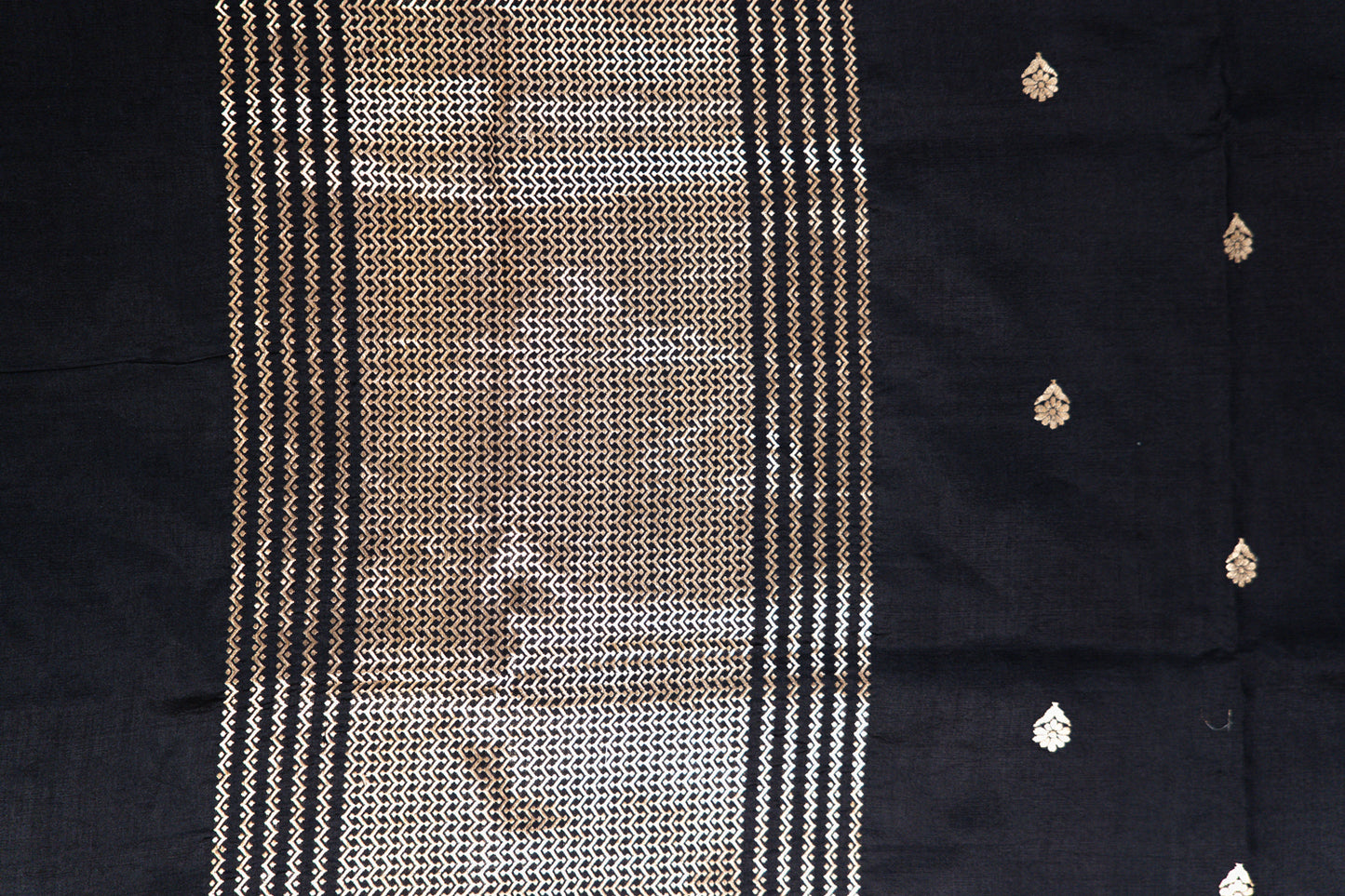 Charcoal Black Banarasi Silk Saree with Kamadhenu Motifs