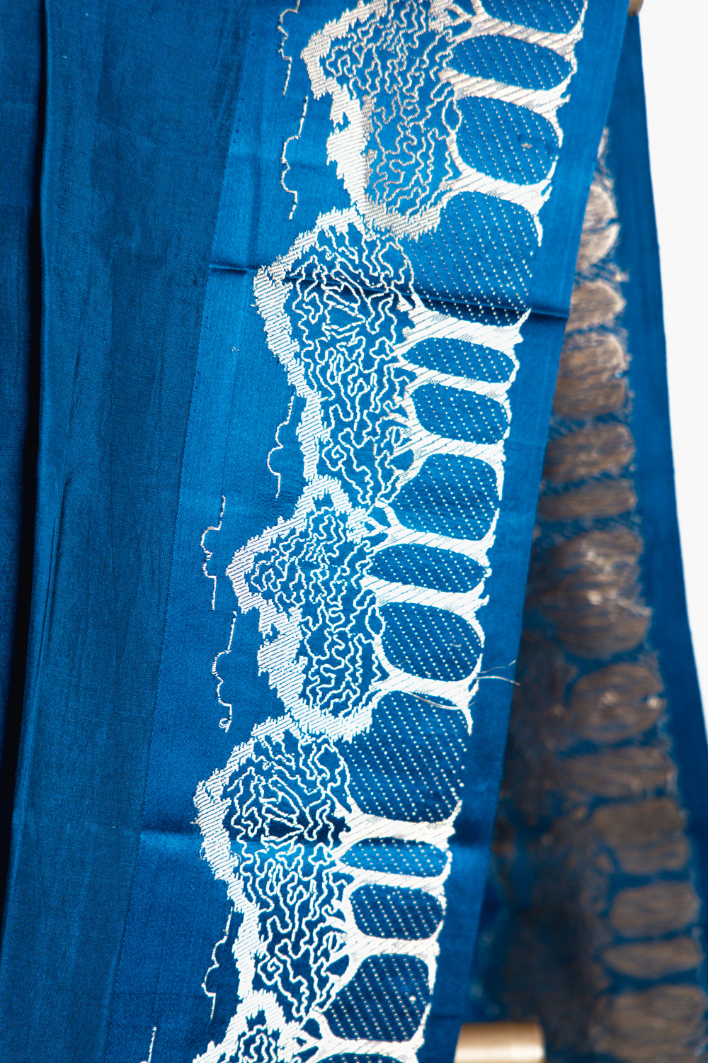 Royal Blue Banarasi Silk Saree with Gold Zari Forest Border