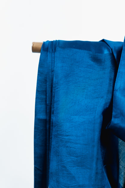 Royal Blue Banarasi Silk Saree with Gold Zari Forest Border