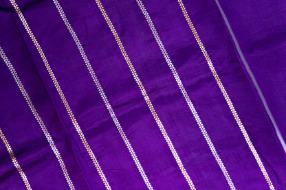 Electric Violet Banarasi Silk Saree with Peacock Medallion Border