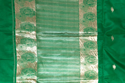 Emerald Green Banarasi Silk Saree with Sunflower Border