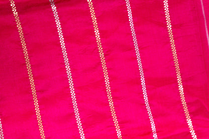 Rani Pink Banarasi Silk Saree with Peacock Jharokha Border