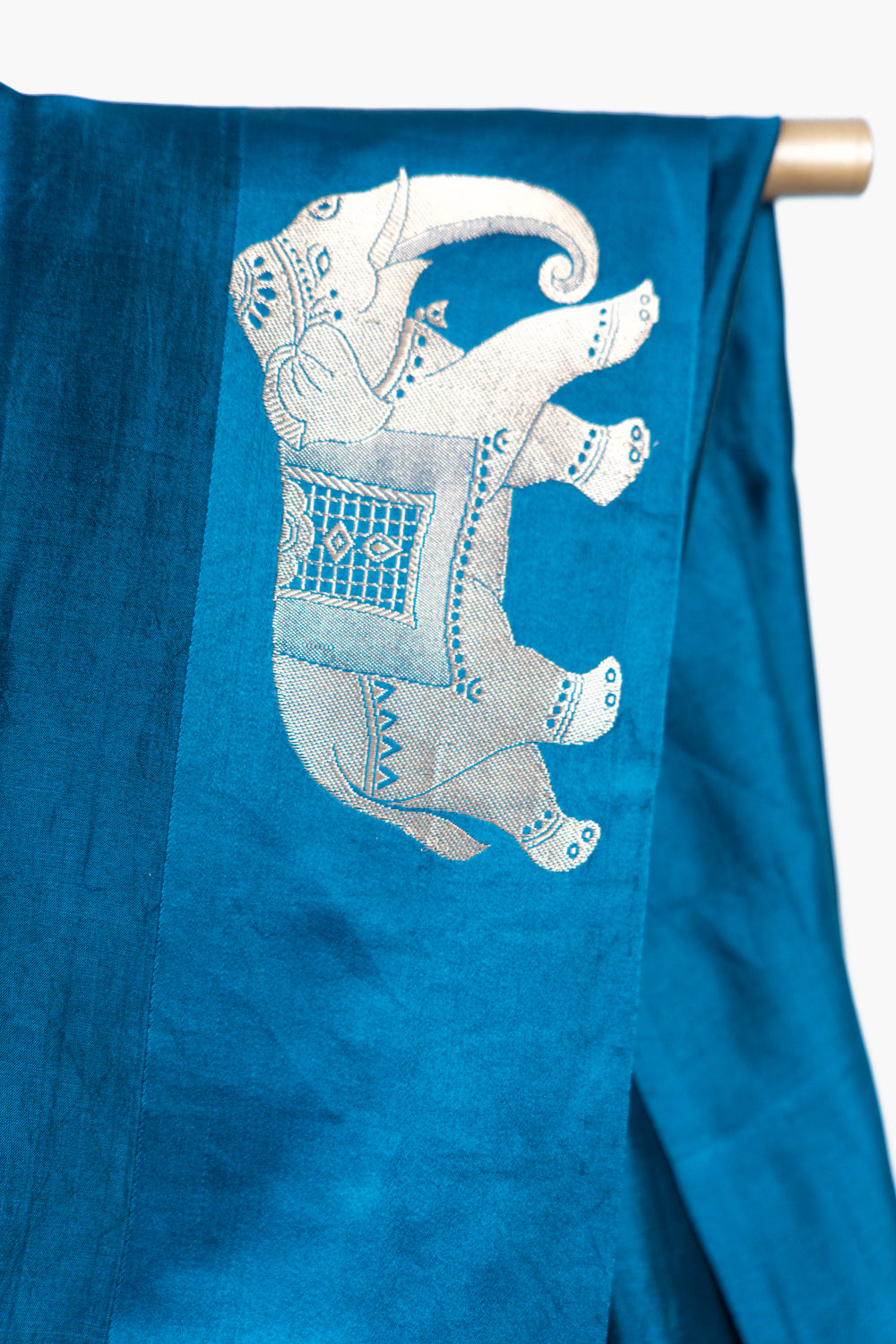 Midnight Blue Banarasi Silk Saree with Elephant Motifs