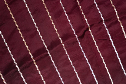 Burgundy Banarasi Silk Saree with Paired Bird Floral Border