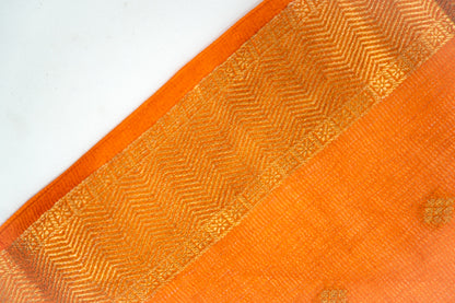 Tangerine Orange Diamond Zari Booti Banarasi Moonga Silk Dupatta