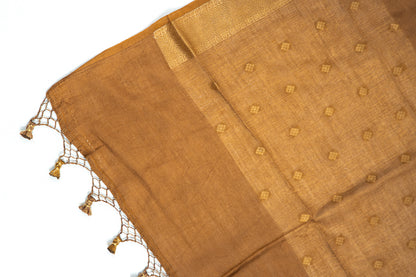 Bronze Gold Zari Booti Banarasi Moonga Silk Dupatta