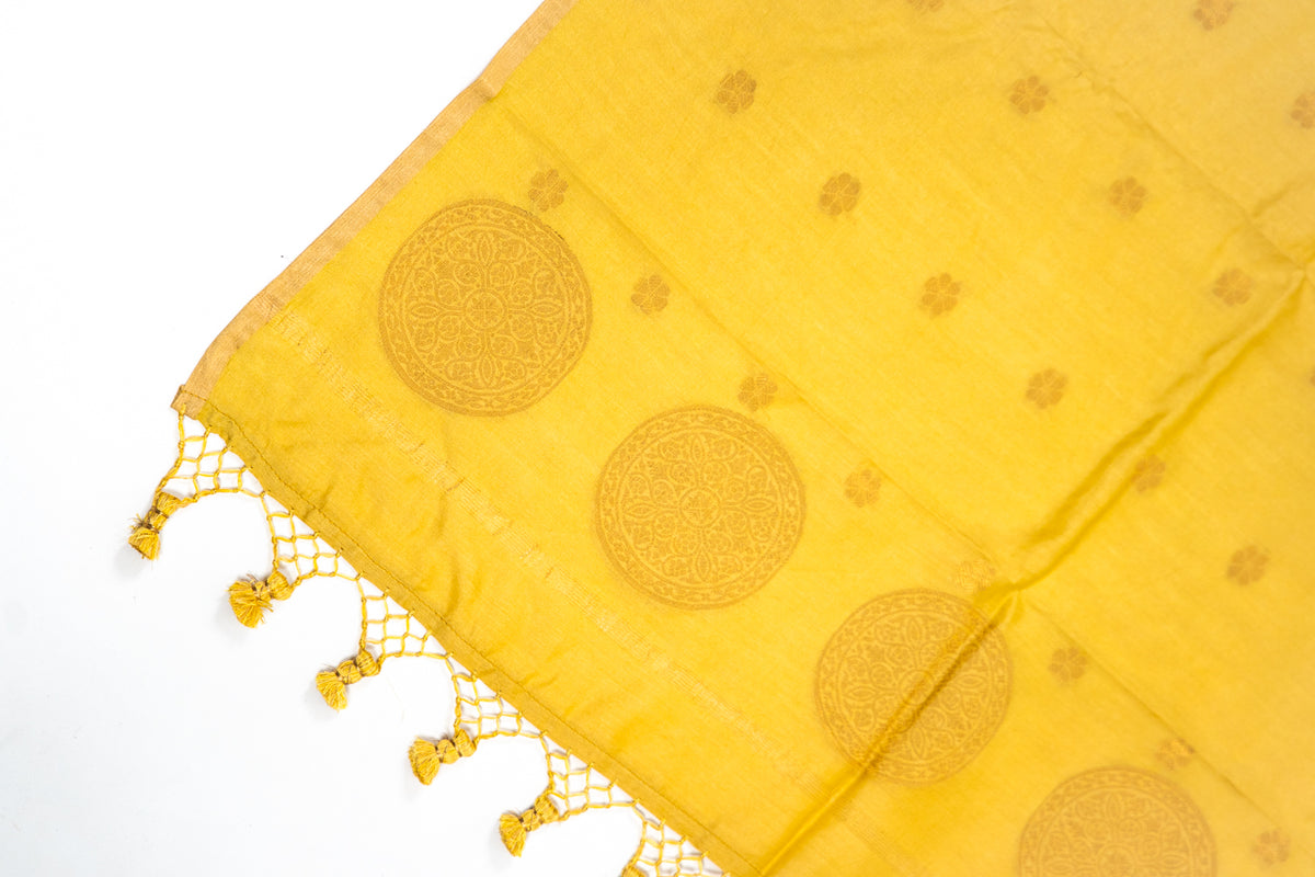 Yellow Mandala Zari Banarasi Moonga Silk Dupatta