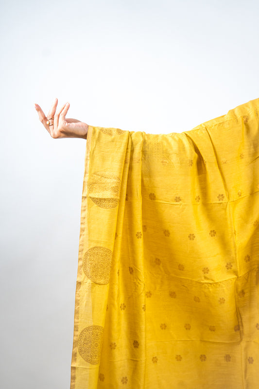 Yellow Mandala Zari Banarasi Moonga Silk Dupatta
