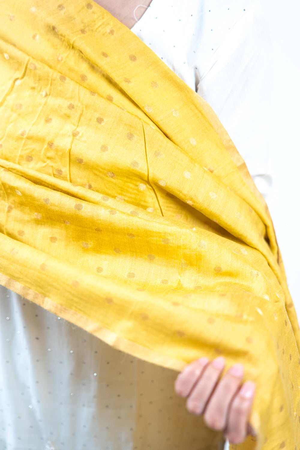 Yellow Gold Zari Booti Banarasi Moonga Silk Dupatta