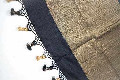 Jet Black Gold Zari Booti Banarasi Moonga Silk Dupatta