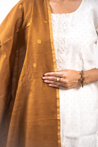 Bronze Brown Mandala Zari Banarasi Moonga Silk Dupatta