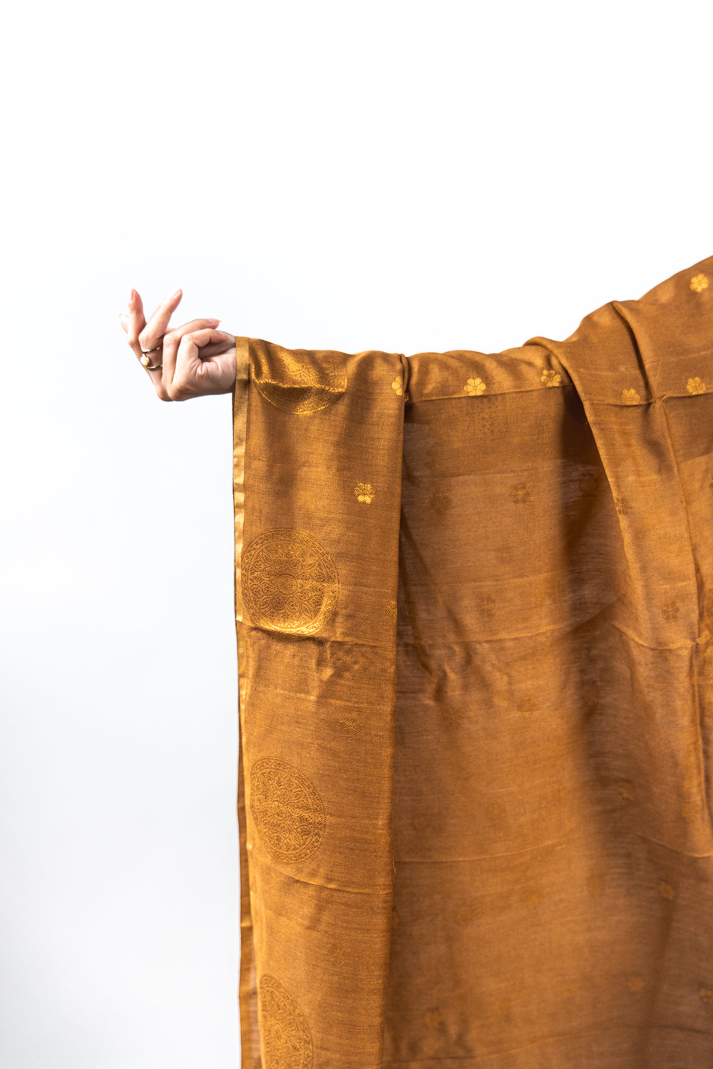 Bronze Brown Mandala Zari Banarasi Moonga Silk Dupatta