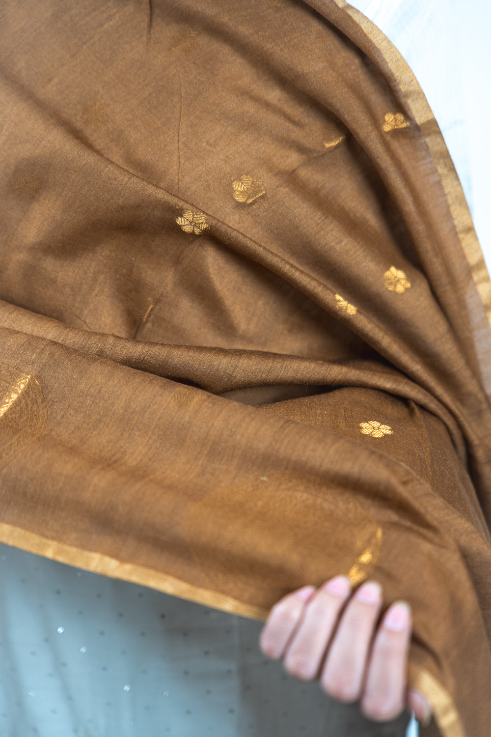 Bronze Brown Mandala Zari Banarasi Moonga Silk Dupatta