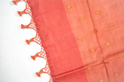 Rust Red Diamond Zari Booti Banarasi Moonga Silk Dupatta