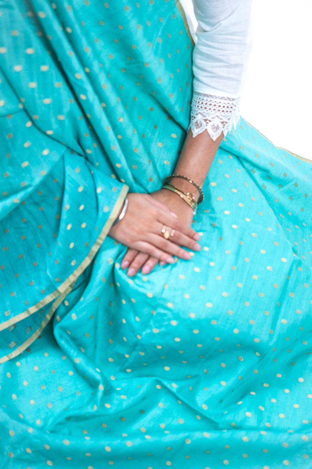 Sea Green Gold Zari Booti Banarasi Moonga Silk Dupatta