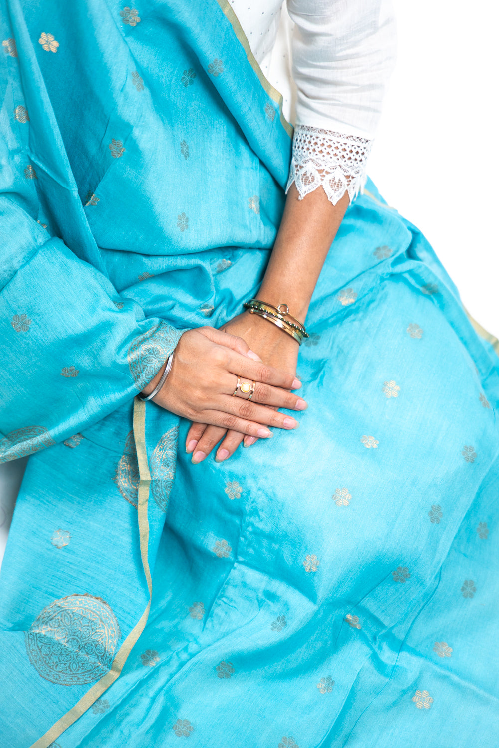 Sky Blue Mandala Zari Banarasi Moonga Silk Dupatta
