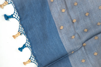 Navy Blue Diamond Zari Booti Banarasi Moonga Silk Dupatta